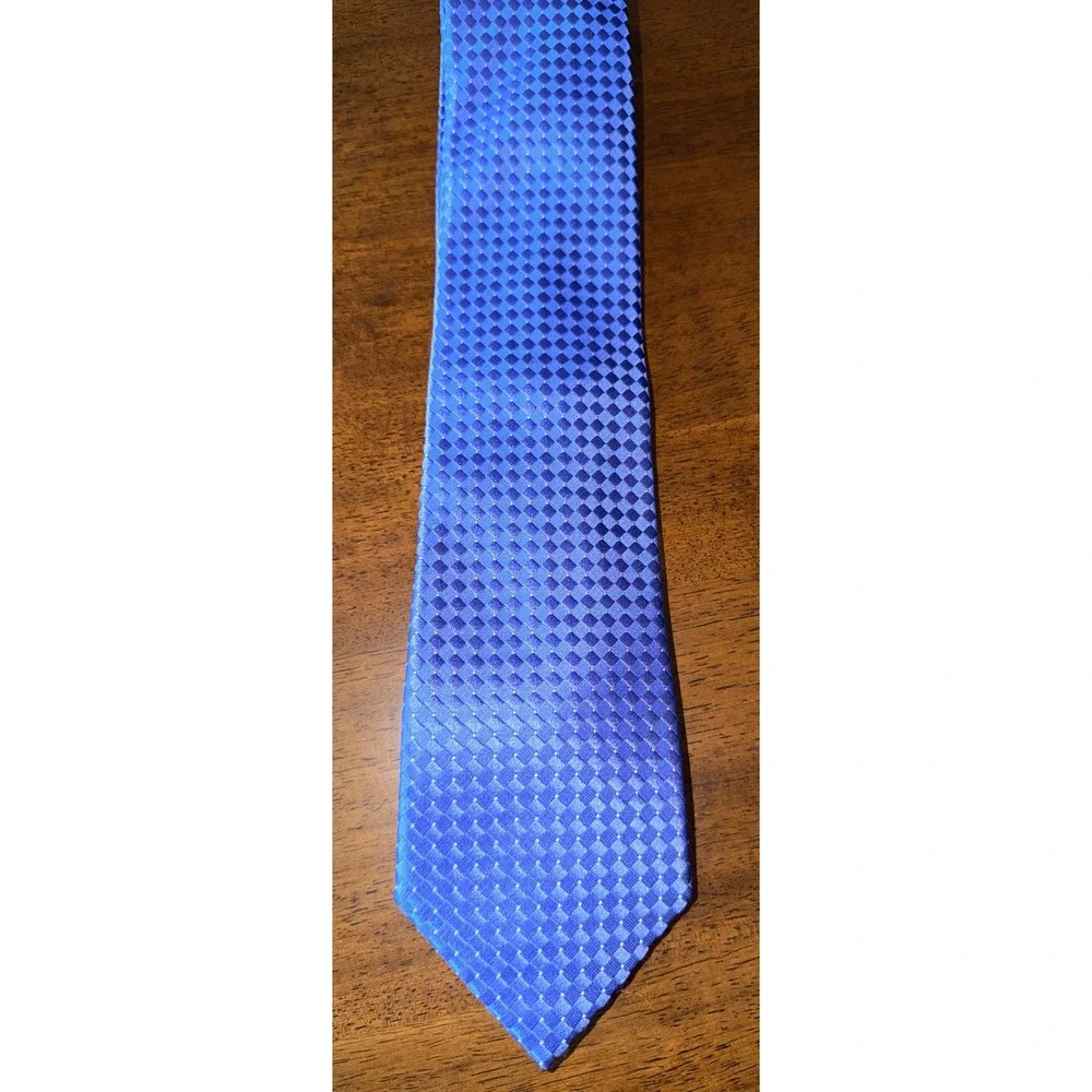 Donald J Trump Necktie Mens OS Blue New Silk Tahitian Pearl Natte Checkered